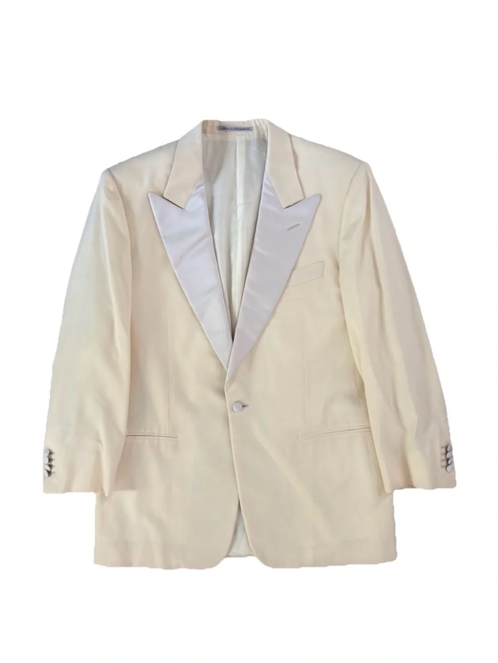 VTG Ermenegildo Zegna Cream Tuxedo Jacket IT 50 US 40R Silk Lapel Dinner Blazer